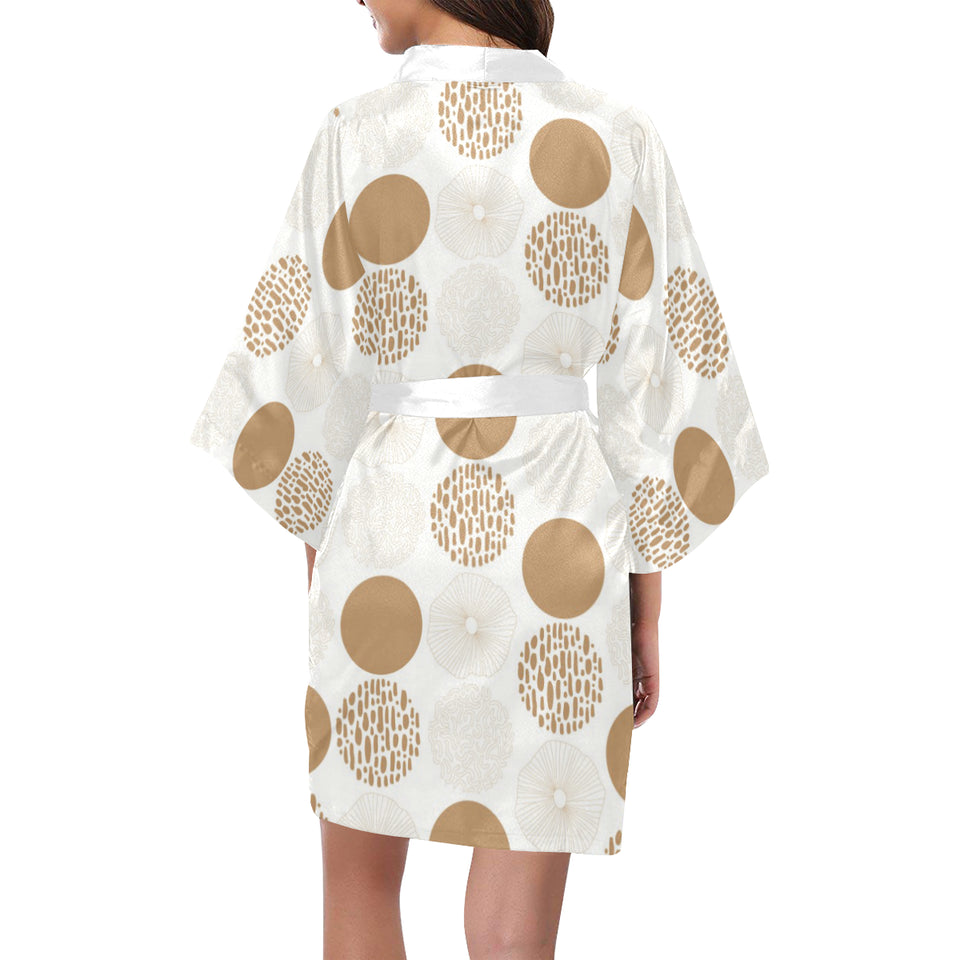 Gold Texture mushroom pattern Women's Short Kimono Robe