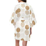 Gold Texture mushroom pattern Women's Short Kimono Robe