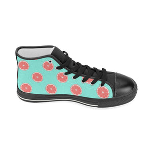 Grapefruit green background Women's High Top Canvas Shoes Black