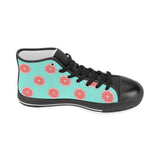 Grapefruit green background Women's High Top Canvas Shoes Black