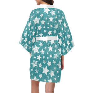 Vintage star pattern Women's Short Kimono Robe