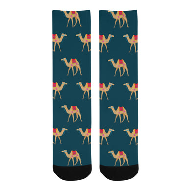 Camel pattern blue blackground Crew Socks