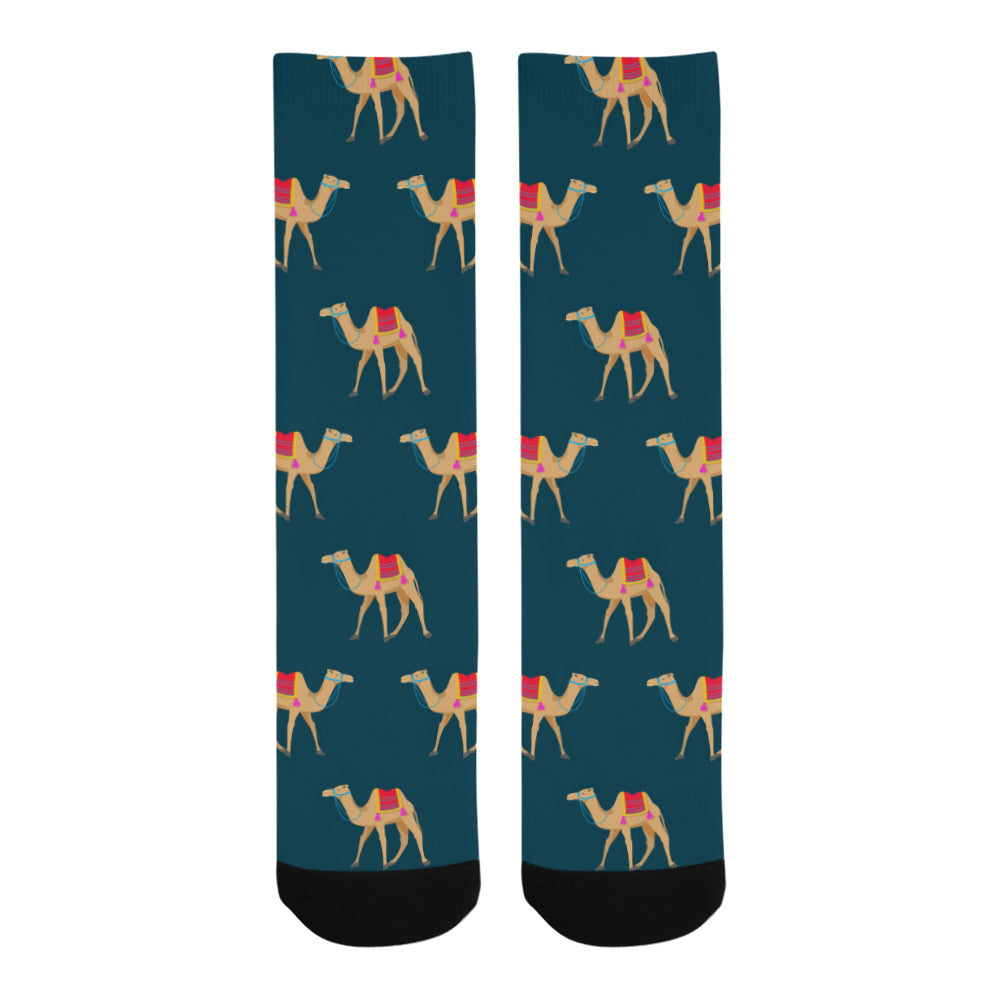 Camel pattern blue blackground Crew Socks