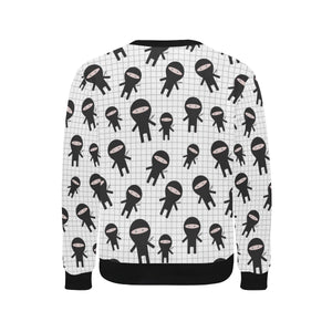 Ninja pattern plaid background Men's Crew Neck Sweatshirt