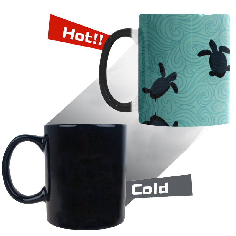 Sea turtle with blue ocean backgroud Morphing Mug Heat Changing Mug