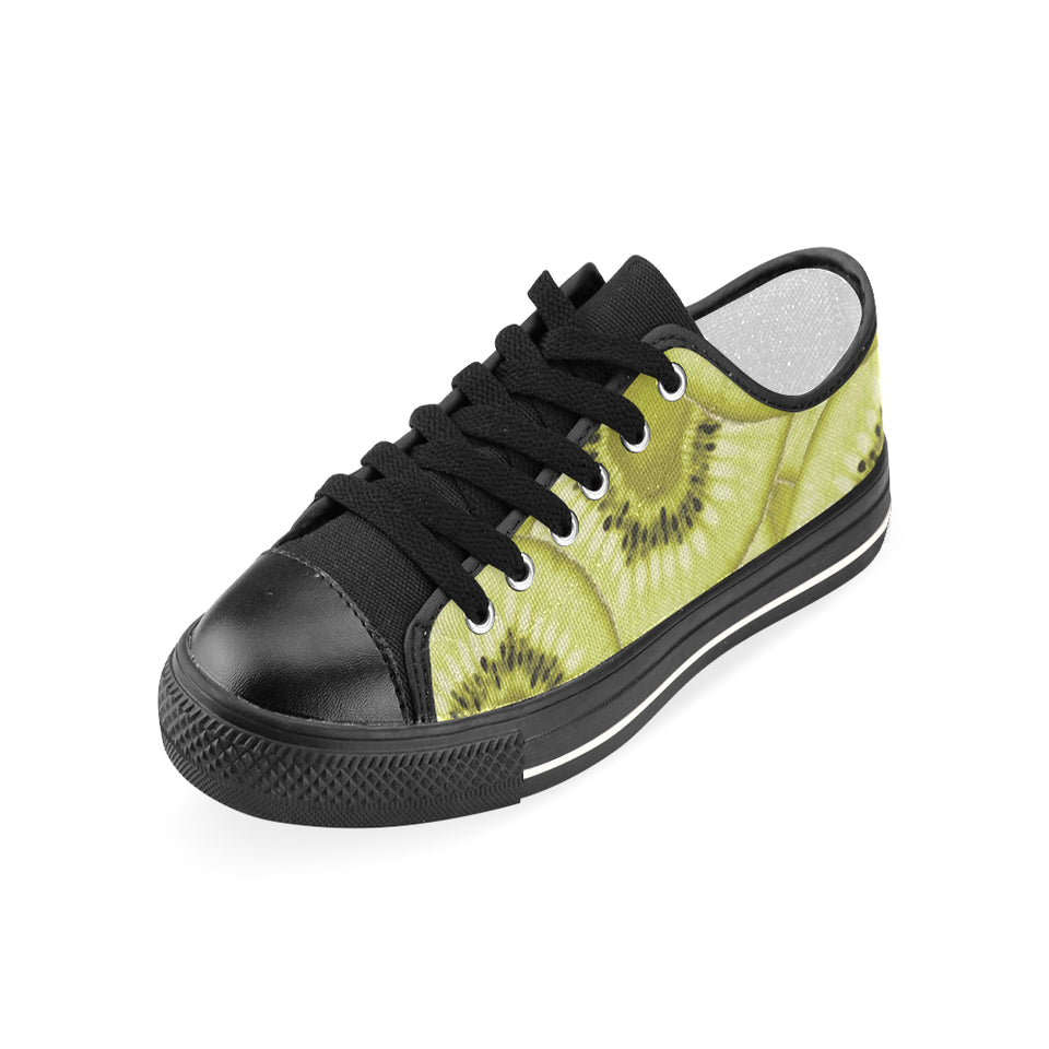Sliced kiwi pattern Women's Low Top Canvas Shoes Black