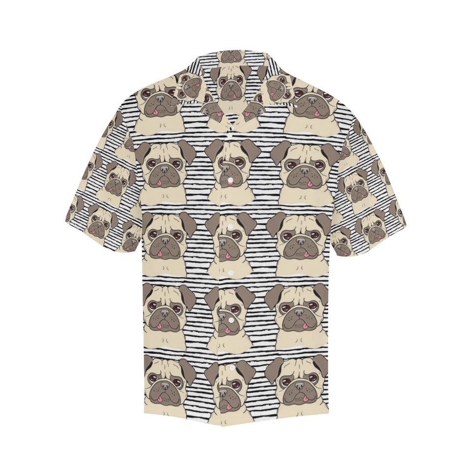 Happy pug pattern Men's All Over Print Hawaiian Shirt
