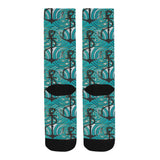 Anchor nautical green background Crew Socks