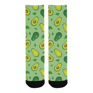 Avocado pattern green background Crew Socks