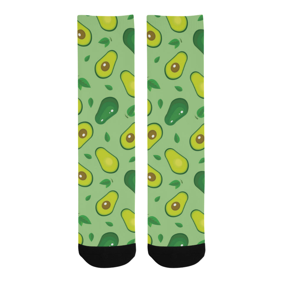 Avocado pattern green background Crew Socks
