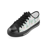 Pastel color cactus pattern Kids' Boys' Girls' Low Top Canvas Shoes Black