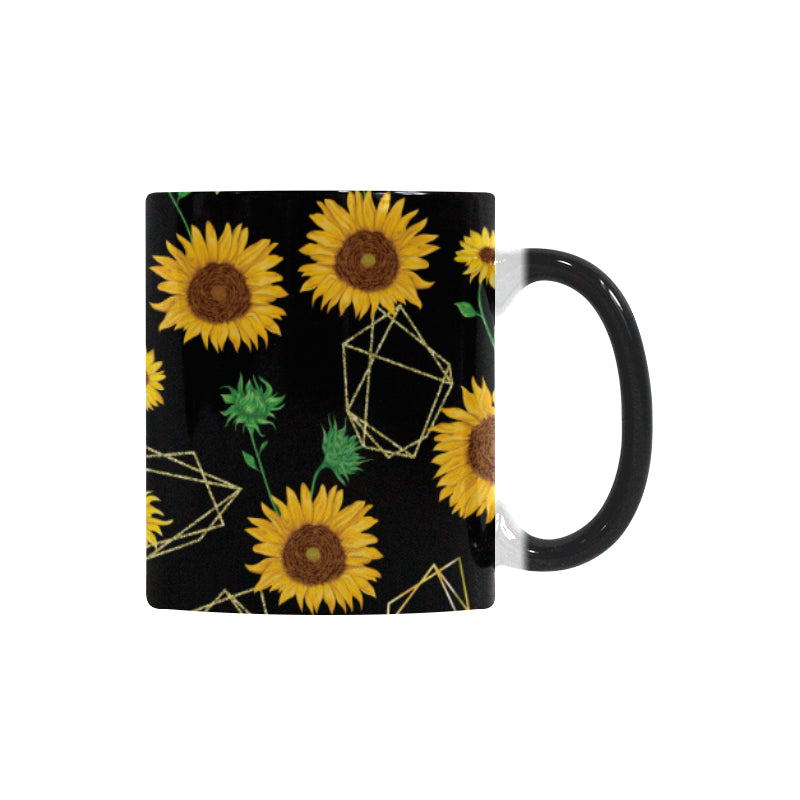 sunflower golden polygonal shapes Morphing Mug Heat Changing Mug