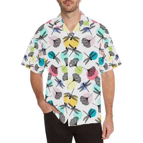 Dragonflies ginkgo leaves pattern Men's All Over Print Hawaiian Shirt