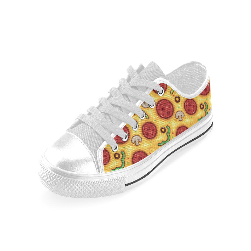 Pizza texture pattern Men's Low Top Shoes White