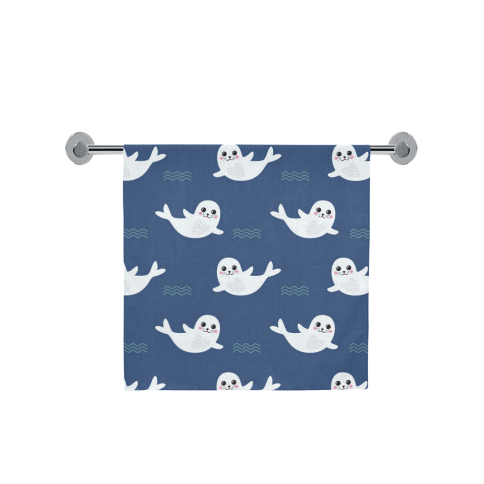 Cute white baby sea lion seal pattern Bath Towel