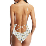 Silhouettes of goat and tree pattern Women's One-Piece Swimsuit