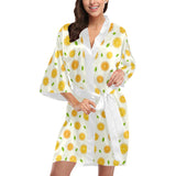 oranges leaves pattern Women's Short Kimono Robe