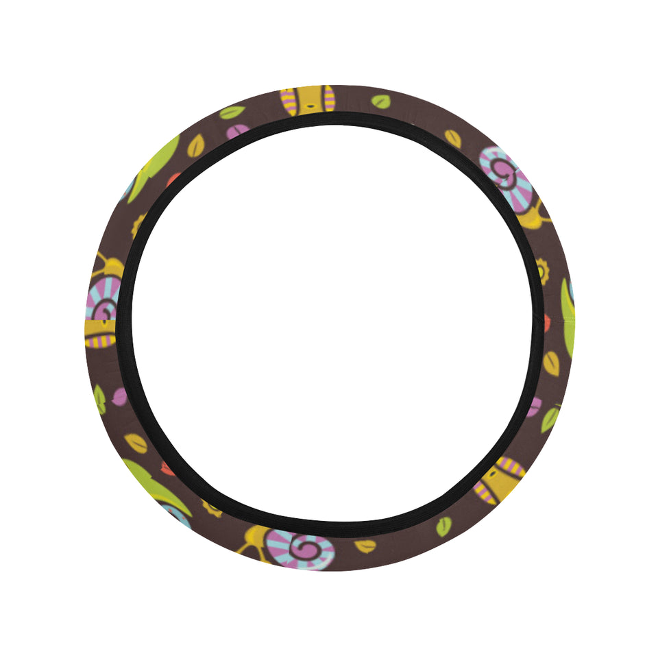 Snail Pattern Print Design 02 Car Steering Wheel Cover