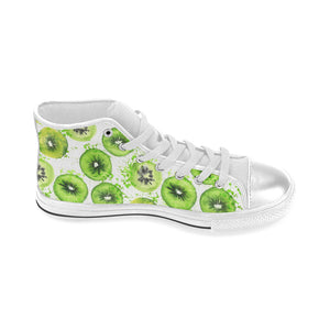 Watercolor kiwi pattern Women's High Top Canvas Shoes White