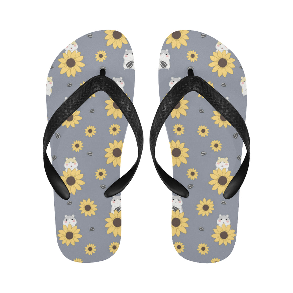 Cute hamster sunflower pattern background Unisex Flip Flops