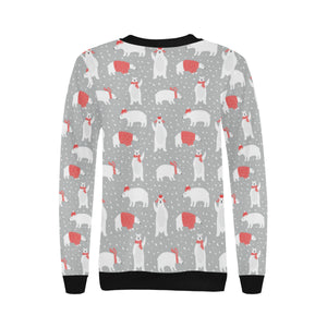 Cute polar bear christmas snow pattern Women's Crew Neck Sweatshirt