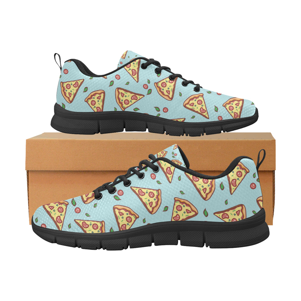 Hand drawn pizza blue background Women's Sneaker Shoes