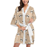 Cute raccoon heart pattern Women's Short Kimono Robe