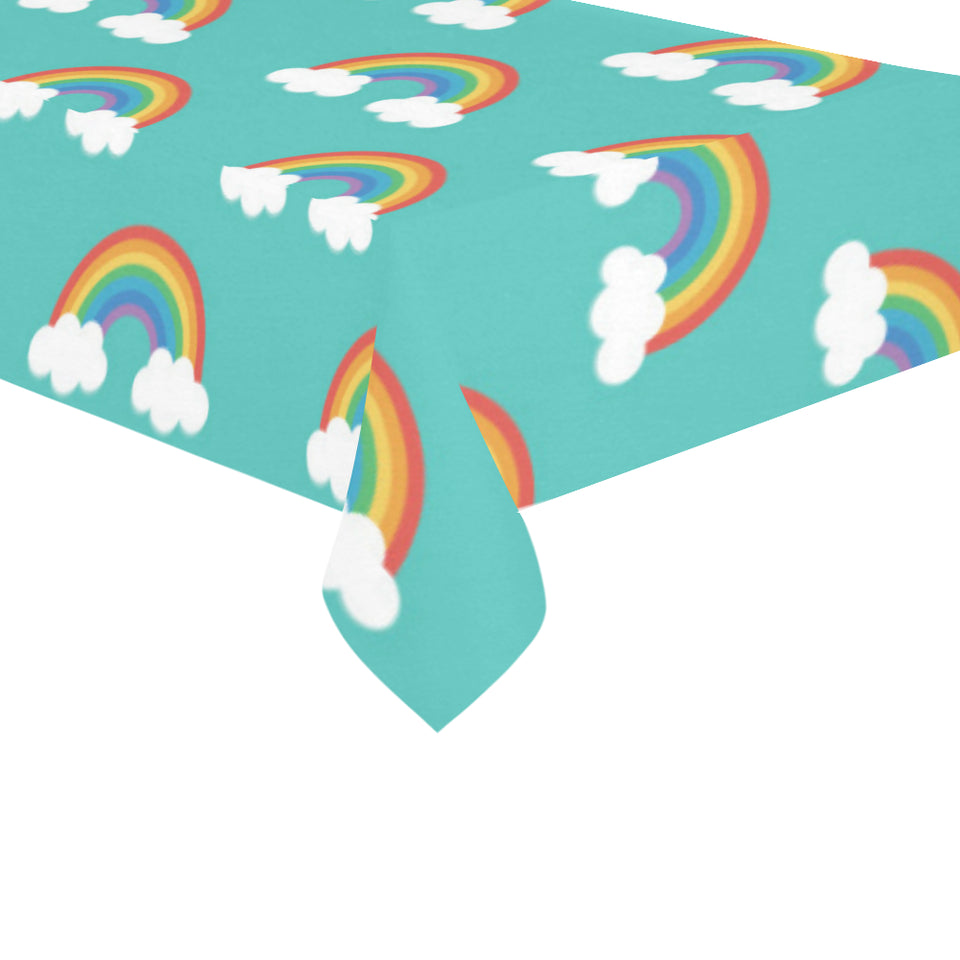 Rainbow pattern green background Tablecloth