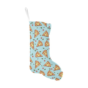 Hand drawn pizza blue background Christmas Stocking