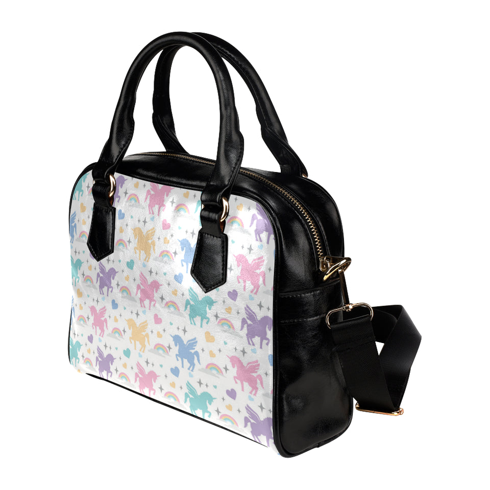 colorful unicorn rainbow heart pattern Shoulder Handbag