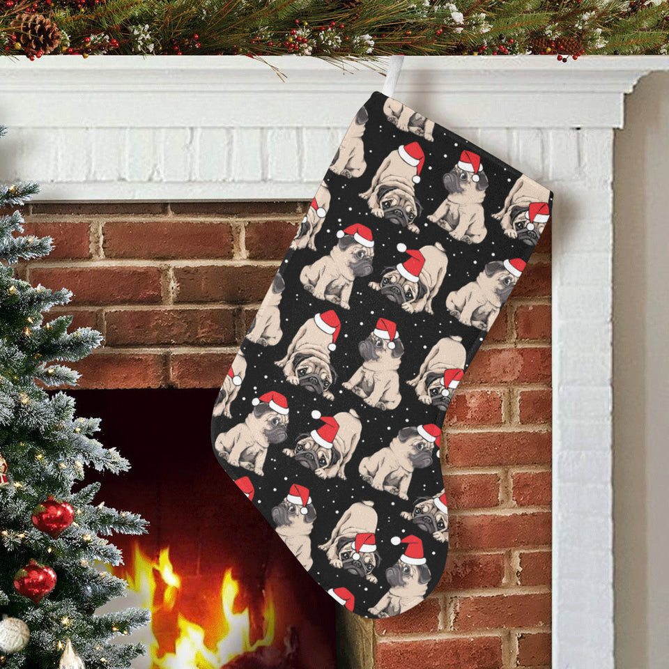 Christmas Pugs Santa_s red cap pattern Christmas Stocking