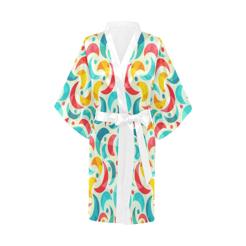 Colorful moon pattern Women's Short Kimono Robe