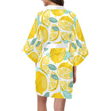 lemon design pattern Women's Short Kimono Robe