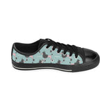 poodle dog green background Men's Low Top Canvas Shoes Black