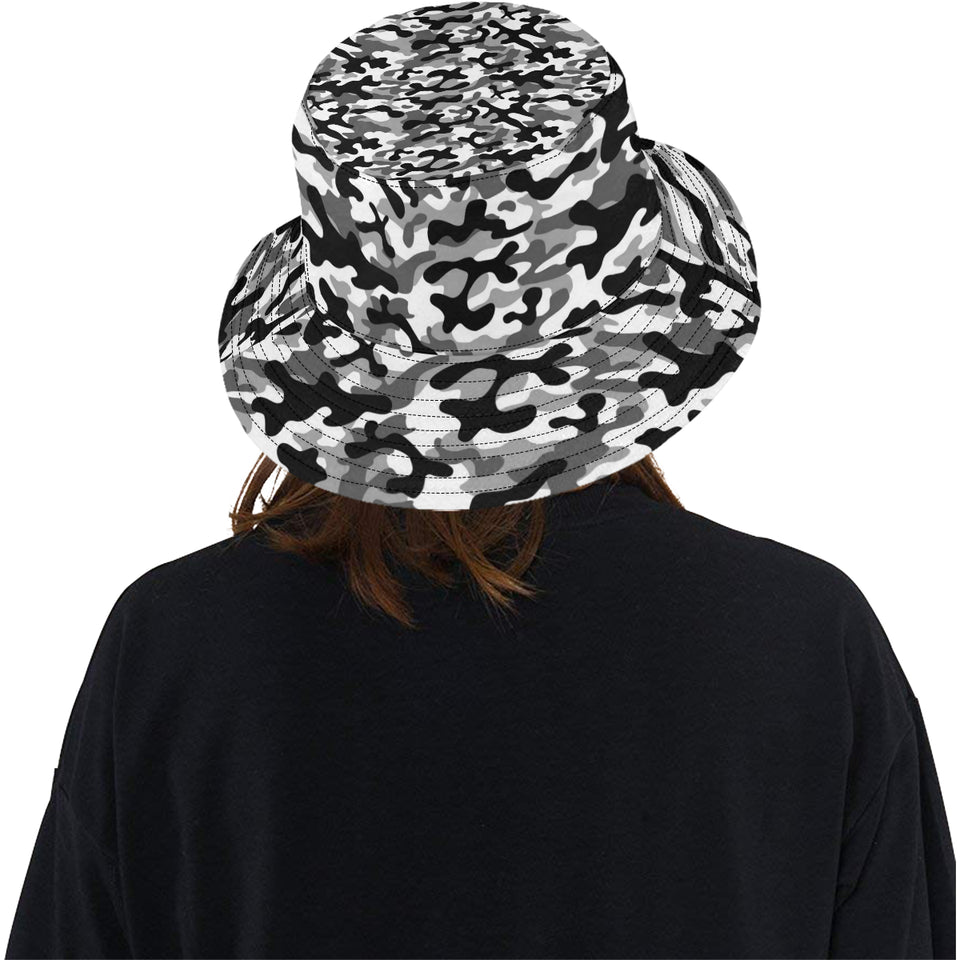 Black white camouflage pattern Unisex Bucket Hat