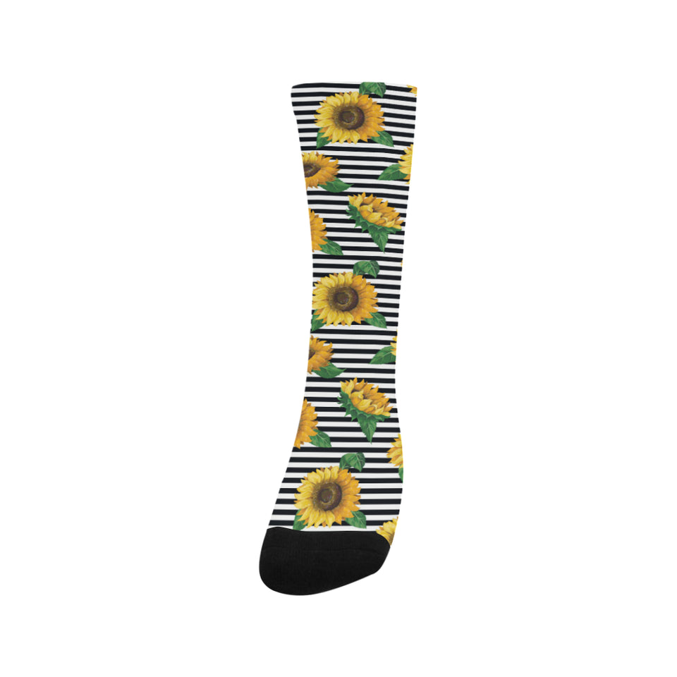sunflowers ribbon background Crew Socks