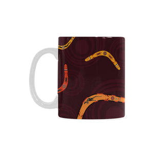 Boomerang Australian aboriginal ornament circle bl Classical White Mug (Fulfilled In US)
