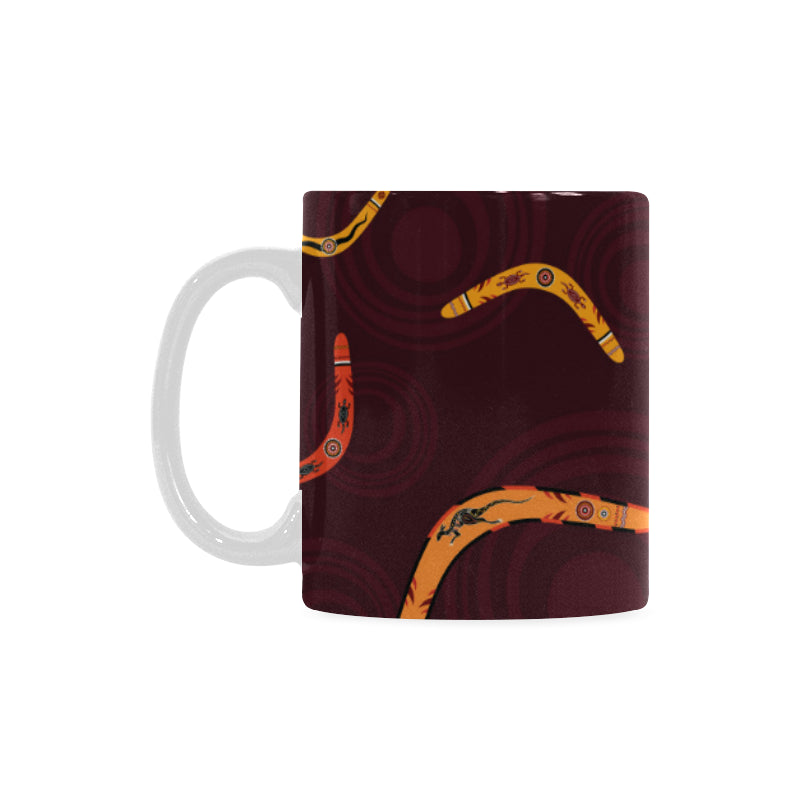 Boomerang Australian aboriginal ornament circle bl Classical White Mug (Fulfilled In US)