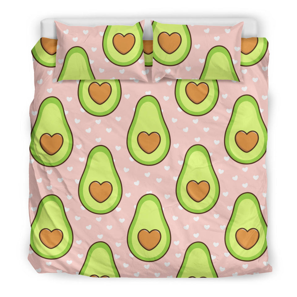 Avocado Heart Pink Background  Bedding Set