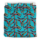 Boomerang Australian Aboriginal Ornament Blue Background  Bedding Set