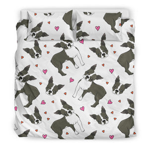 Boston Terrier Dog Hearts Vector Pattern  Bedding Set