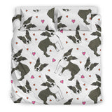 Boston Terrier Dog Hearts Vector Pattern  Bedding Set