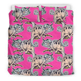 Chameleon Lizard Pattern Pink Background  Bedding Set