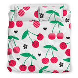 Cherry Pattern White Background  Bedding Set