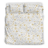 Christmas Tree Christmas Element Silver Gold Pattern  Bedding Set