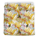 Cool Bee Honeycomb Leaves Pattern  Bedding Set