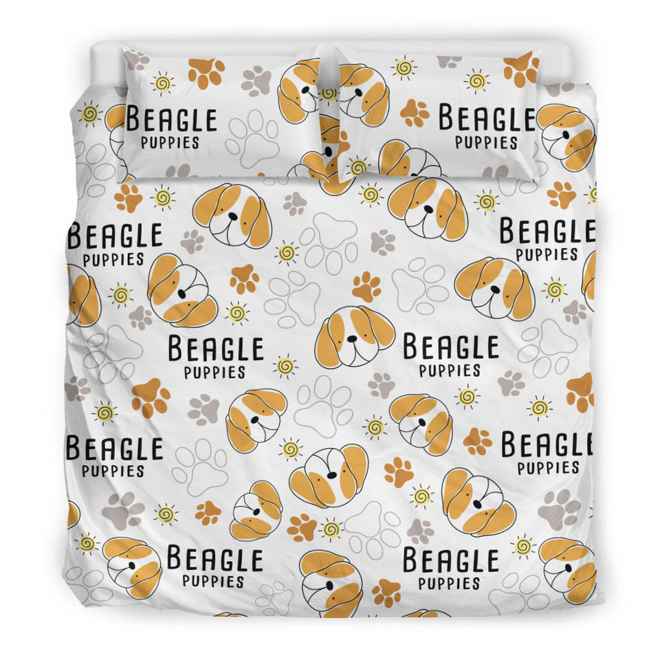 Cute Beagle Dog Pattern Background  Bedding Set