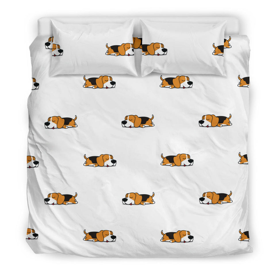 Cute Beagle Dog Sleeping Pattern  Bedding Set