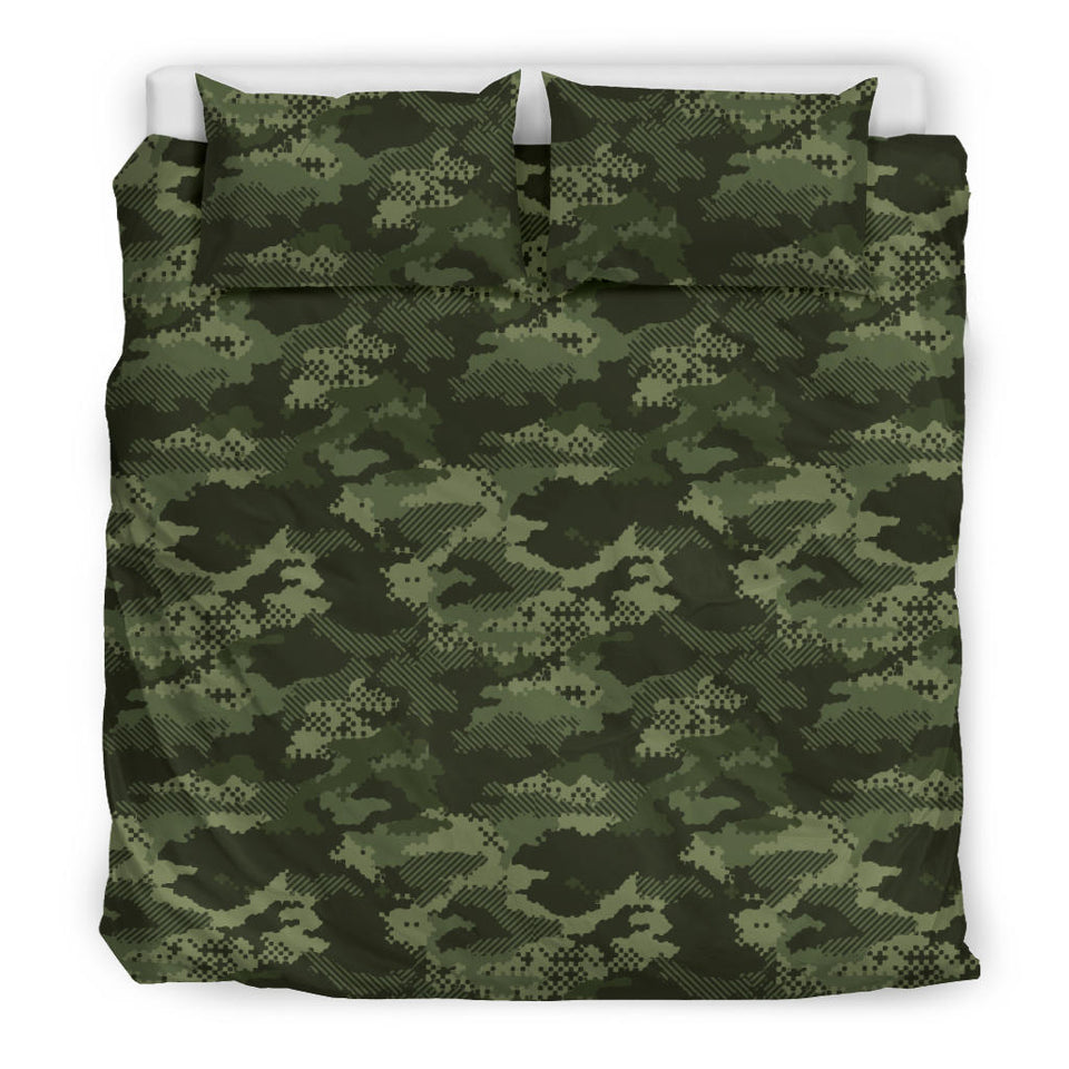Digital Green Camo Camouflage Pattern  Bedding Set