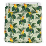 Beautiful Parrot Palm Leaves Pattern Bedding Set